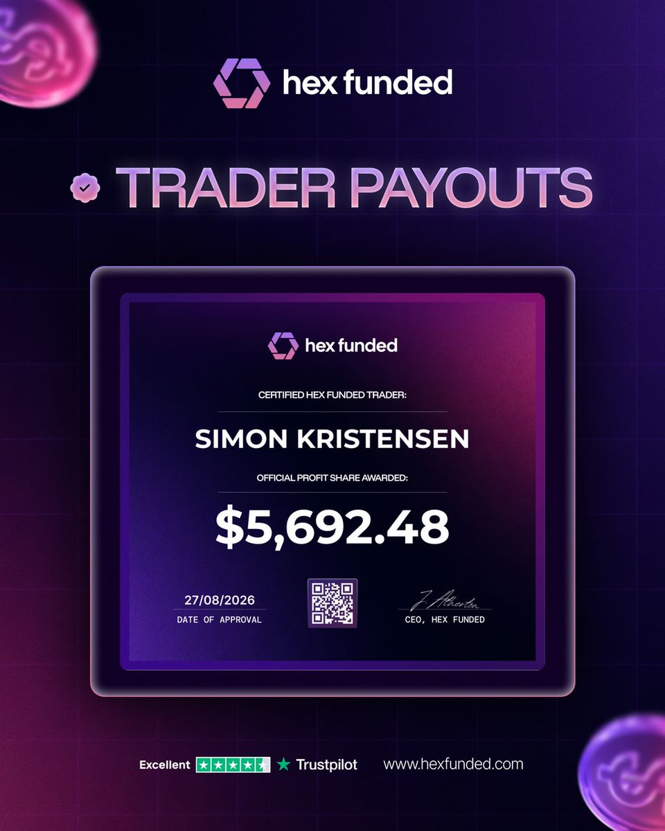 HexFunded's tweet photo. Congratulations to these 3 traders 🔥

🎯 Petra Kovac - $6,485.24
🎯 Simon Kristensen - $5,692.48
🎯 Finley Anderson - $8,576.14

No delays. No excuses. Just traders getting paid what they earned.

👉 https://t.co/E7EdFAAwIz https://t.co/BwHDef7a64