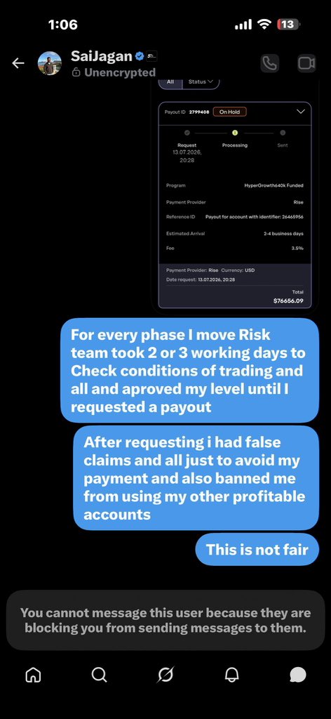 Big_Blaqqq's tweet photo. Bro took $10k account to $76k and @the5erstrading denied his payout.💔
 
Even banned and blocked him.😑

Trading is already fkin hard man.😑💔

@Trillionarie369 🫂 https://t.co/UwS2XW6bF0