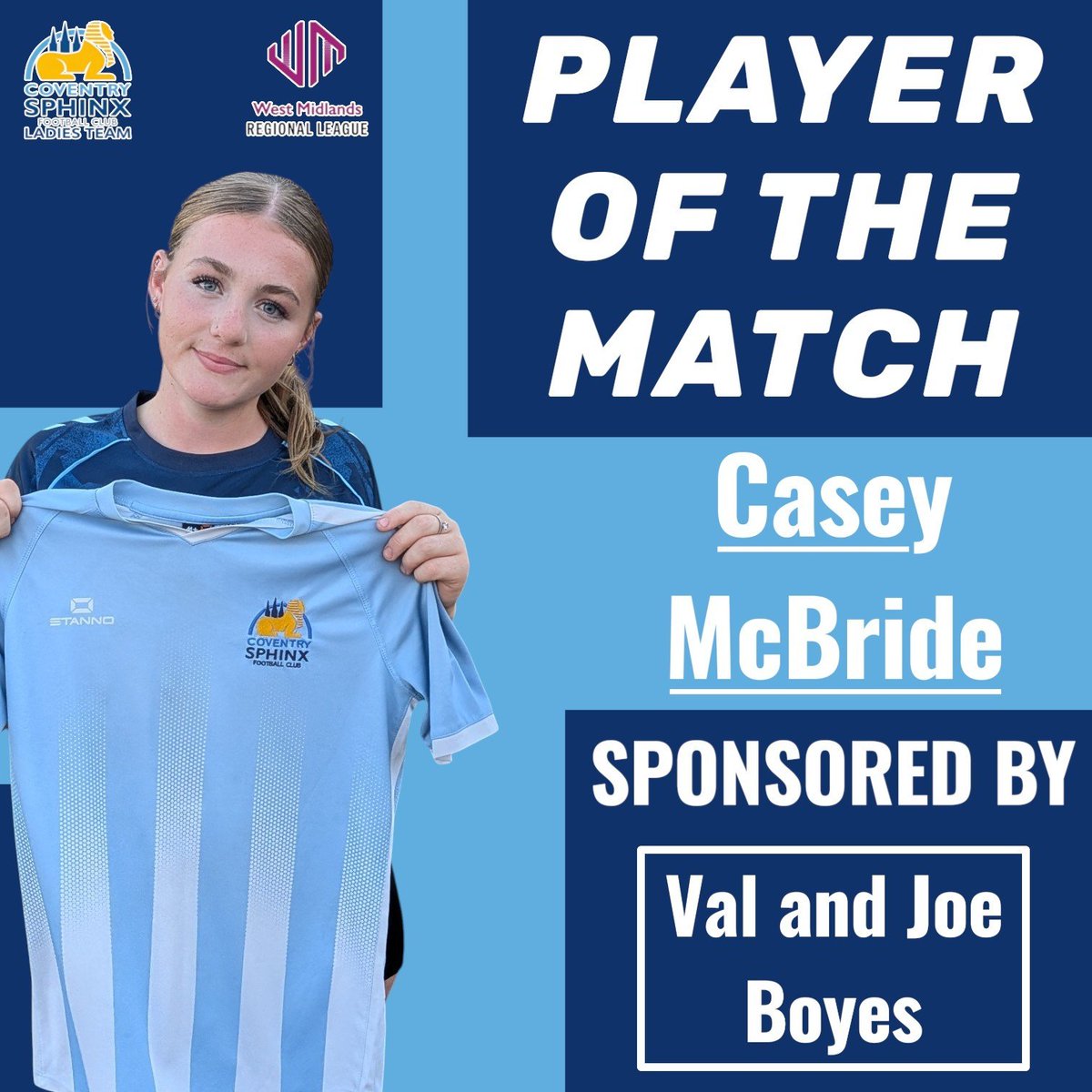 covsphinxladies's tweet photo. Our player of the match goes to Casey McBride after an excellent performance against a very strong team. Here is what manager, Olly had to say ⚽💙
#CoventrySphinx #LadiesFootball #Coventry https://t.co/qPl9sl7Cf9