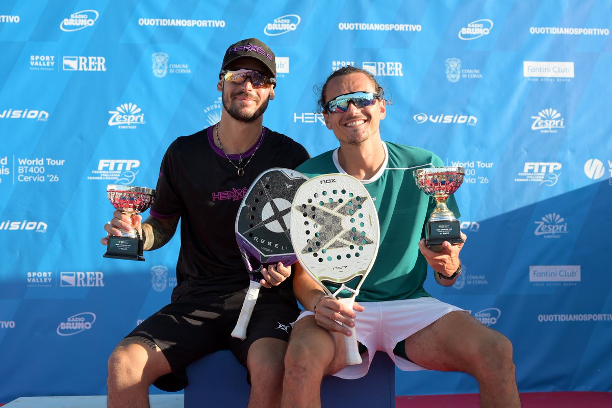 federtennis's tweet photo. Spoto e Gianotti campioni al BT 400 di Cervia! 🏆

I n.1 hanno sconfitto in finale i n.2 del tabellone, i brasiliani Cariani/Mola.
Nel torneo femminile titolo alla coppia Kudinova/Semenova.

#sportvalley https://t.co/klApTUTVag