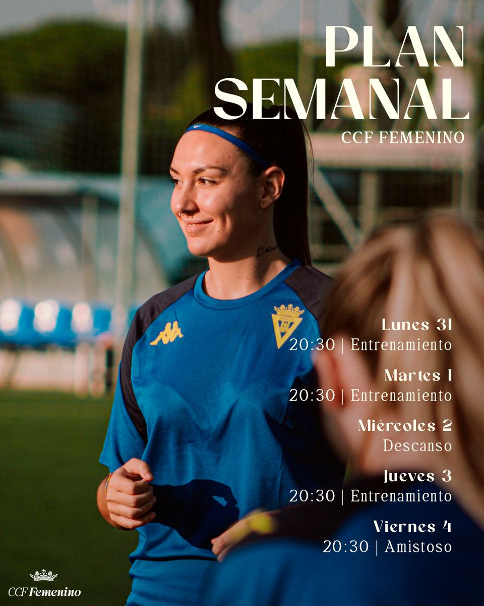 Cadiz_CFFem's tweet photo. 𝙋𝙇𝘼𝙉 𝙎𝙀𝙈𝘼𝙉𝘼𝙇 📅

3️⃣ sesiones de entrenaiento y 1️⃣ amistoso programados para la última semana de pretemporada https://t.co/tmwTJFfRd1