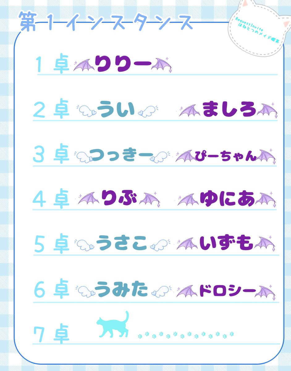 hanetotsuno_vrc's tweet photo. 💜本日のインスタンス表💙
お人間さんのご帰宅心よりおまちしております。

  ※予告なく変更となる場合がございますので、予めご了承ください #VRC_はねとつの https://t.co/PGEHO2yX5Z