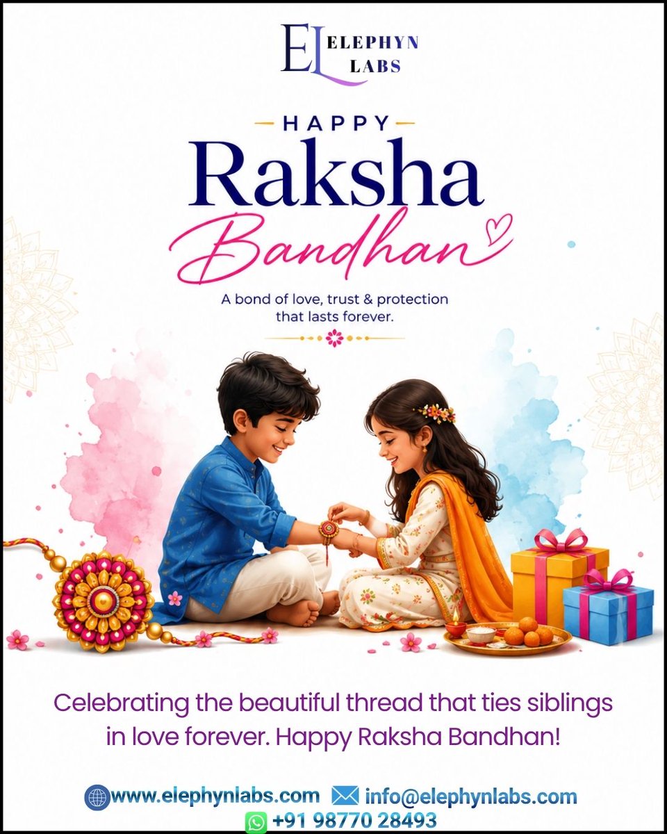 elephynlabs's tweet photo. Celebrating the beautiful bond of love, care & togetherness this Raksha Bandhan.
#RakshaBandhan #ElephynLabs #WebsiteDesign #WebDevelopment #WebsiteRedesign #BusinessWebsite #WebDesign #DigitalMarketing #EcommerceWebsite #MobileAppDevelopment #SEO #SocialMediaMarketing https://t.co/0VCDDUAYqJ