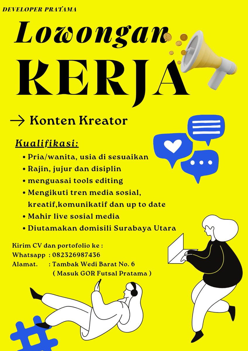 Sopy2418's tweet photo. Lowongan Kerja
#Surabaya #Lowongankerja #Lowongan #Pekerjaan #Konten #Kerja #JawaTimur https://t.co/BDoCph48KL
