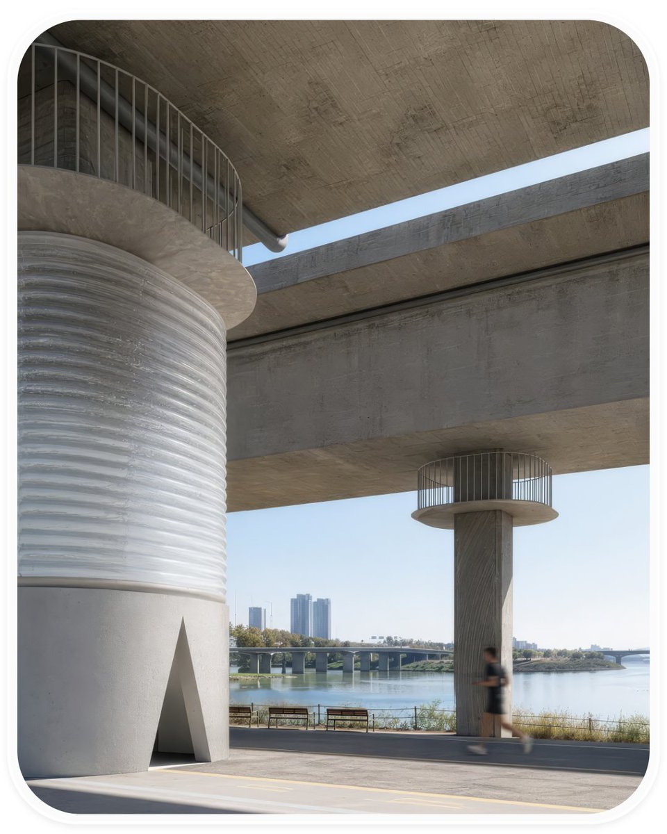 easy_ref's tweet photo. 如果廁所建在漢江大橋下，會是什麼樣子？
計畫並沒有從傳統的「公共廁所」出發，而是重新觀察漢江公園裡一個經常被忽略的城市空間——橋下。

作者：Go Beomseok、Joohye Lim、Shiwon Kim

企劃：宛妮
排版：芷儀

#竞赛建筑 #公共建筑 #公共厕所 #雨水循环 #可持续建筑 #EasyRef #建筑设计 #建築設計 https://t.co/DX0MVsdMFy