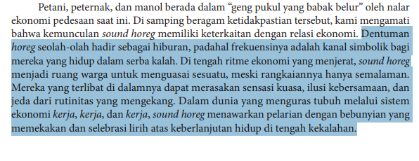 reftif_'s tweet photo. penelitian ini justru menunjukkan hal yang menarik dari fenomena Soung Horeg, diksi-diksinya nya juga nyentrik.

>Sound horeg diteliti sebagai alat sekaligus arena perebutan kuasa di pedesaan Jawa, bukan sekadar hiburan.

>Melalui etnografi, pesta bising ini dilihat sebagai jeda simbolik bagi petani kecil agar bisa keluar dari posisi subordinat dalam struktur kekuasaan desa.

>Petani kecil merasakan kembali kuasa ketika berperan sebagai panitia, operator, atau pemain festival (bisa mengatur, memerintah, dan menentukan aturan).

>Pemulihan kuasa itu bersifat ambivalen: alih-alih membebaskan, praktik ini justru mereproduksi hierarki yang sama (siapa pegang mikrofon, kuasai listrik, atau atur panggung)

>Ada paradoks mendasar: festival yang dianggap pelarian dari tekanan struktural justru menampilkan watak kekuasaan yang bising, memabukkan, dan licin.

>Dentuman sound horeg berfungsi sebagai sabotase halus terhadap dunia yang lama membisukan mereka, tapi “perlawanan”-nya berhenti di euforia tanpa arah perubahan sosial atau kesadaran kelas.

>Pada akhirnya, sound horeg menjadi katup pelepas frustrasi yang menyalurkan luka struktural ke ranah hiburan, sambil tetap mempertahankan dan mereproduksi kuasa yang penuh bualan dan kebisingan.

menarik, catatan reflektif dari Mintif adalah ketika orang kecil diberikan kekuasaan, dengan struktur sosial yang sudah terbentuk juga rawan akan penyalahgunaan wewenang, meskipun sudah dimaklumi oleh warga setempat.