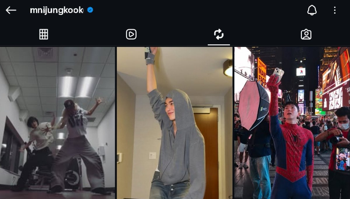 zhaoyufancokr's tweet photo. jungkook reposted #martin and #keonho‘s spiderman challenge video! https://t.co/ZvtFfrdseJ