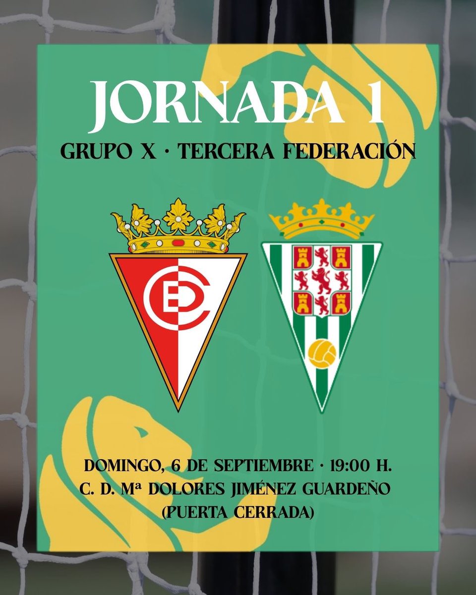 Cantera_CCF's tweet photo. 🗓️ 𝐇𝐨𝐫𝐚𝐫𝐢𝐨 𝐜𝐨𝐧𝐟𝐢𝐫𝐦𝐚𝐝𝐨 para el primero de la temporada ❗️

⚽️ @CDEgabrense1924 🆚 #CórdobaB
🏆 Jornada 1 | #TerceraRFEF
📅 Domingo, 6 de septiembre 
📍 C.D. Mª Dolores Jiménez Guardeño 
🕓 19:00 h (puerta cerrada) 🔐 

#️⃣ #EgabrenseCCFB 

💚 #CanteraCCF https://t.co/a7EmiK9r5a