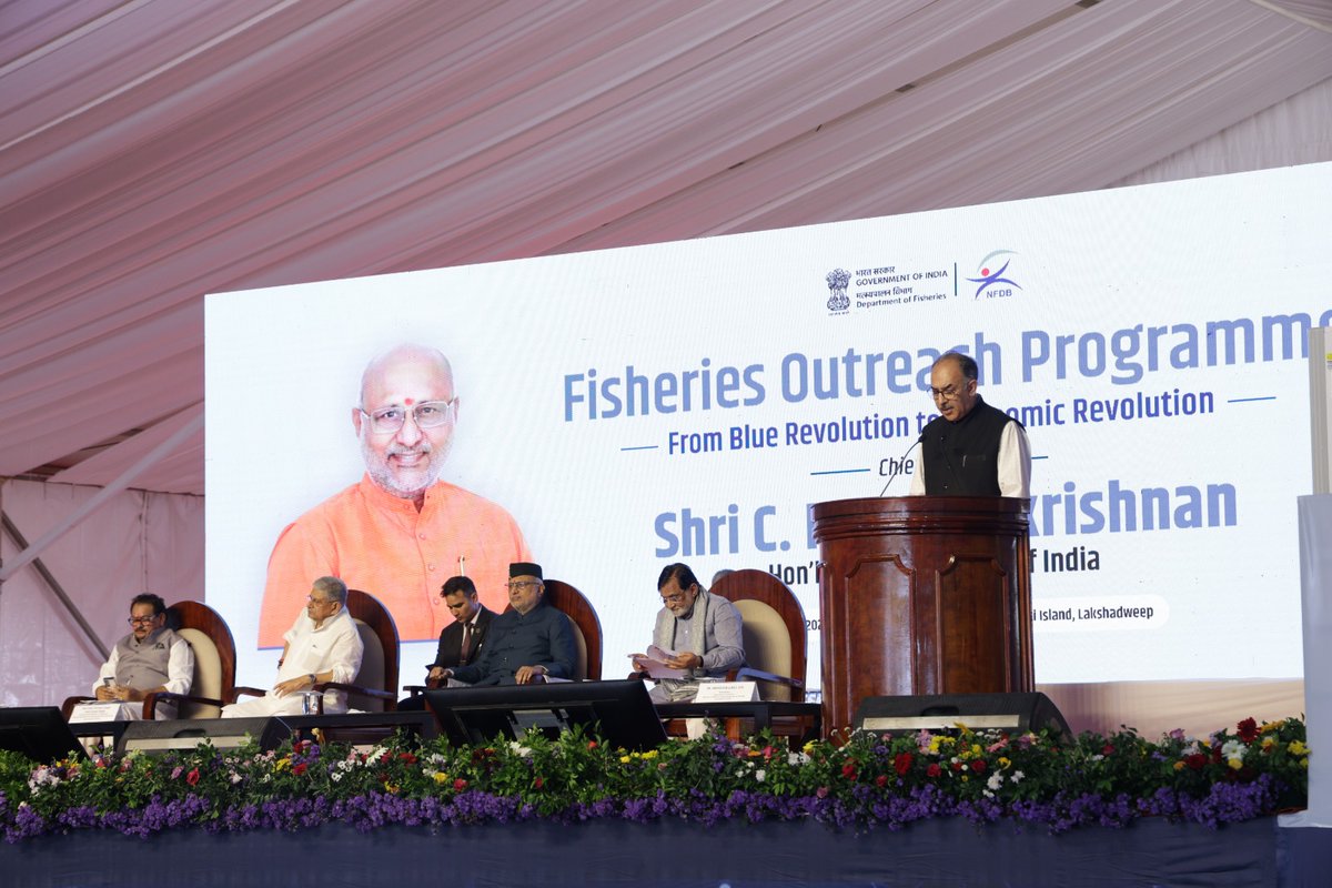 FisheriesGoI's tweet photo. Dr. Abhilaksh Likhi, Secretary, Department of Fisheries, Government of India, delivered the welcome address during the Fisheries Outreach Programme at Agatti, Lakshadweep.

During his address, he highlighted Government of India initiatives for sustainable and responsible fisheries, focusing on FFPOs, cooperatives, fishers, fish farmers and other stakeholders.

Dr. Likhi also underlined Lakshadweep’s potential to emerge as a model for sustainable island fisheries and a hub for high-value tuna and other Blue Economy activities.

#FisheriesOutreach #Lakshadweep #BlueEconomy