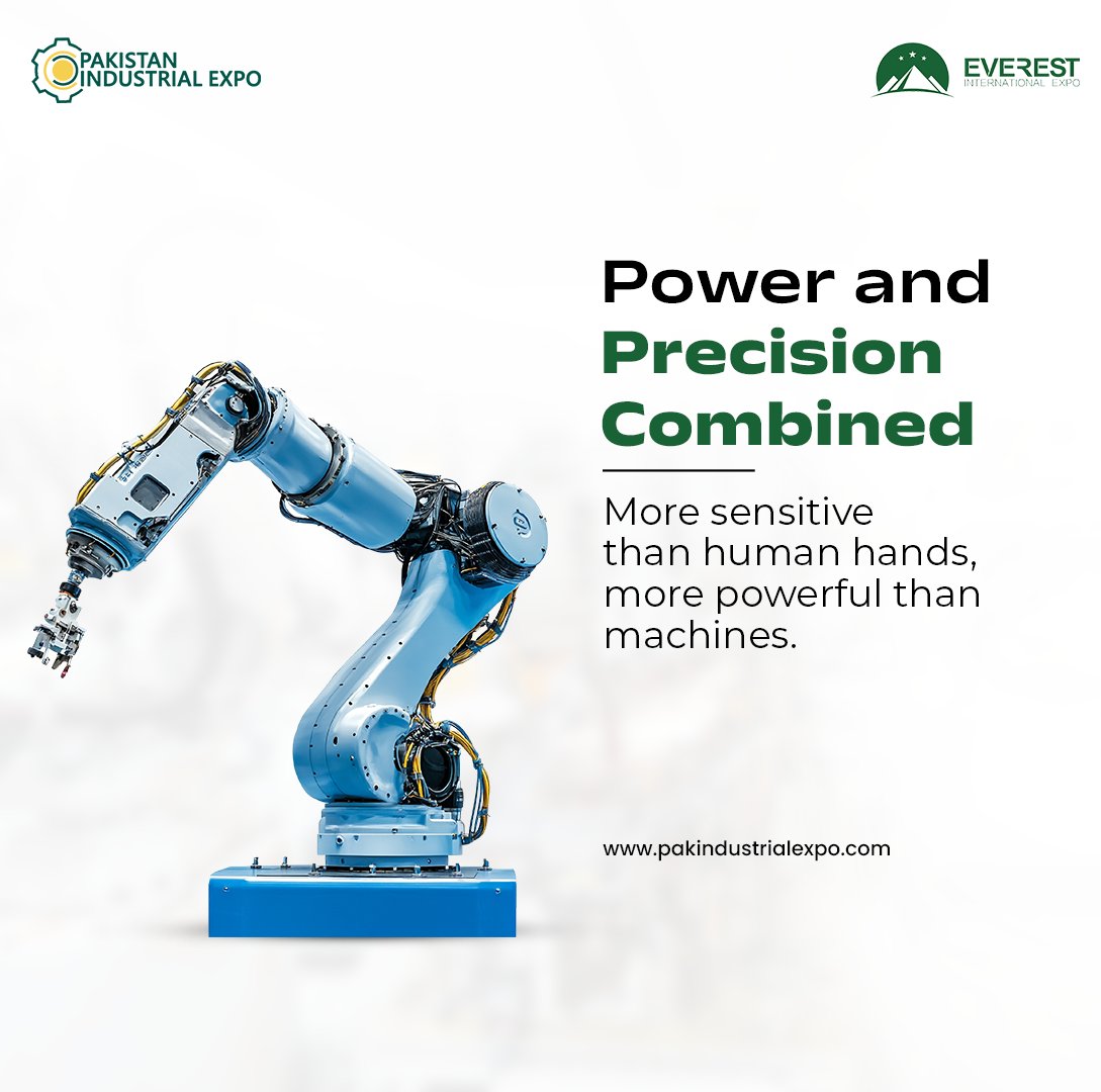 pakindusexpo's tweet photo. 🤖 Power and Precision Combined!

Experience the future of industrial automation at the Pakistan Industrial Expo. Discover advanced robotic technology and high-precision machinery designed to revolutionize manufacturing performance—offering unmatched accuracy and raw power.

Explore next-generation industrial innovations, connect with global tech leaders, and scale your production capabilities.

🌐 Learn more: https://t.co/SFAslNbeQW

#PakistanIndustrialExpo #IndustrialAutomation #RoboticsTechnology #SmartManufacturing #PrecisionEngineering #IndustrialMachinery #EverestInternationalExpo #ManufacturingInnovation #B2BExpo #TechInIndustry