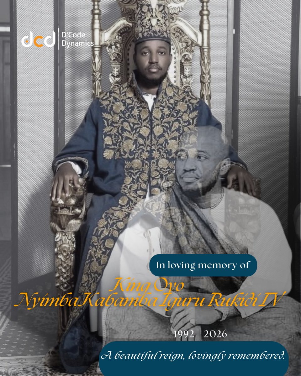 dcodeug's tweet photo. Omukama Atulize!

With heavy hearts, we mourn the passing of King Oyo Nyimba Kabamba Iguru Rukidi IV. 

We extend our deepest condolences to the Royal family, the people of Toro and all Ugandans. His legacy will forever live in our hearts. https://t.co/KdEzxmqsUA