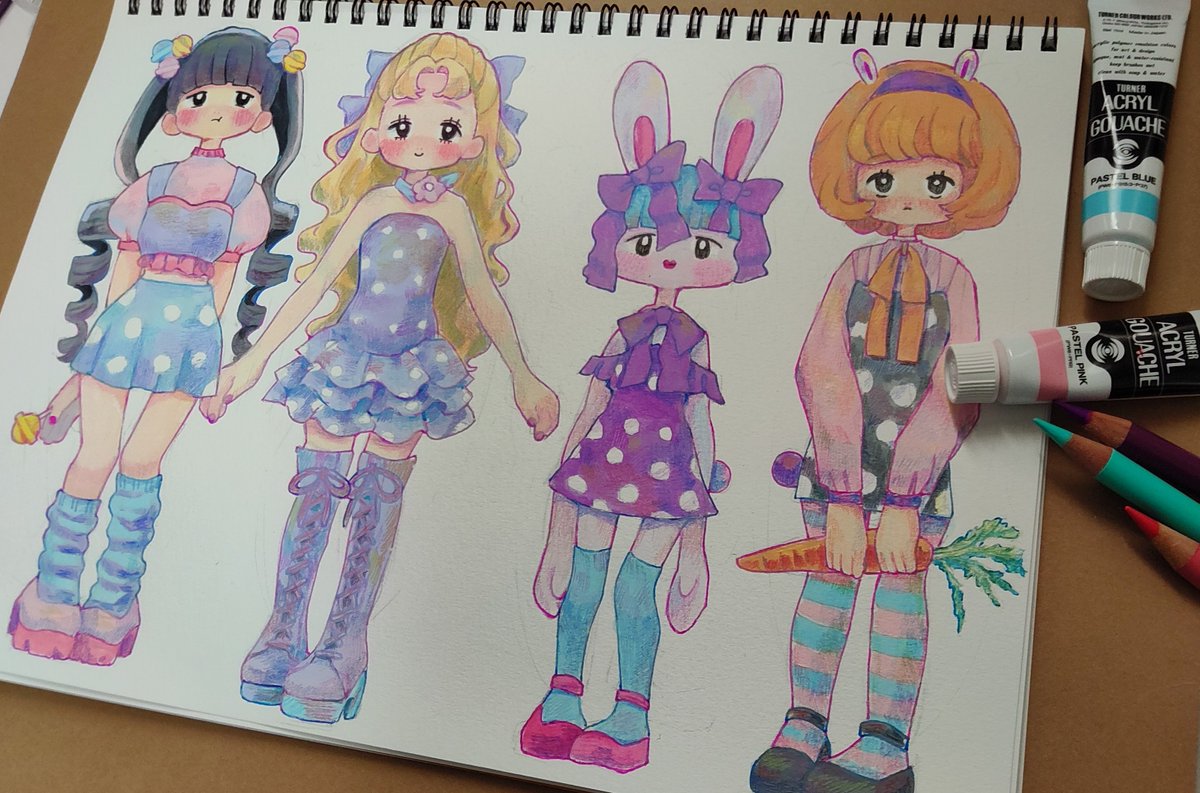 anmerun_'s tweet photo. 今月に描いたイラストたち　
（まどマギのファンアートとアナログイラスト）
#イラストㅤㅤ
#今月描いた絵を晒そうㅤ https://t.co/gKRwDICFMW