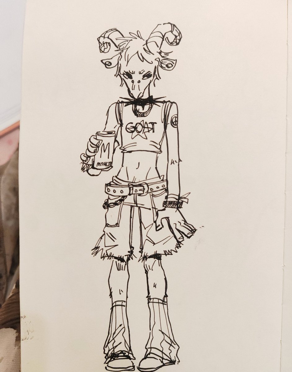 Dangermanatwerk's tweet photo. A cute goat Liza, she's lesbian and plays bass in her band! Show her some love ❤️
#oc #art https://t.co/X22WtcraSp