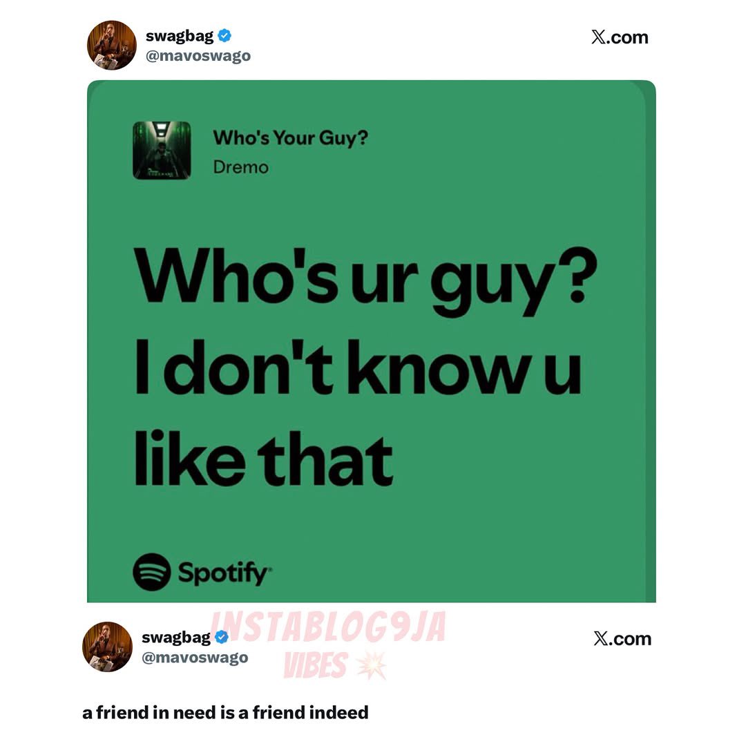 instablog9ja's tweet photo. Davrel and Mavo’s friendship turns messy online after Davrel claims they were close before Mavo blew up, but the singer began distancing himself after finding fame. 😭😂

Mavo fired back, denying the friendship, prompting Davrel to pull out old chats as “receipts.” Omo, from “we up forever” to “I don’t know you like that.” 😭💔😂