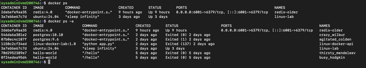 desmondabiola_'s tweet photo. Follow up from my last Nginx/HTTPS post. This week: Docker fundamentals.

I started with hello-world to confirm Docker was working. Then I hit a permission error running docker ps as a regular user. Sudo fixed it, but I wanted to understand why. The daemon runs as root, and access to its socket is controlled by permissions. I added my user to the docker group, started a new session, and fixed it properly.

I also got clearer on something basic: docker ps only shows running containers, while docker ps -a shows everything, including stopped containers.

I learned that the hard way when Docker refused to reuse a container name even though nothing was running with that name.

Next up: Dockerfiles, build caching and build context.

#Docker #Linux #SysAdmin