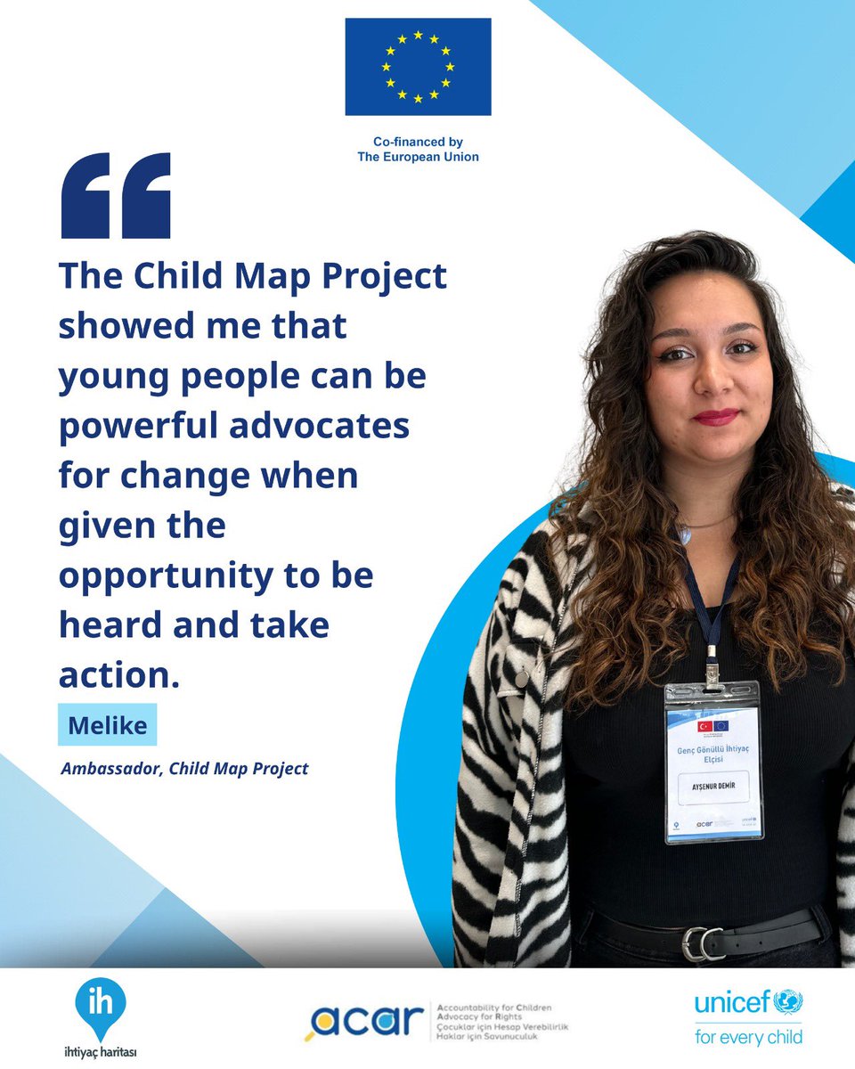 unicefturk's tweet photo. 📣 Young voices.
🤝Local action.
🌟Real change. 

Co-funded by @EUDelegationTur #ACAR Project, implemented by UNICEF in partnership with @ihtiyacharitasi , is supporting young people to learn about child rights and take part in local decision-making alongside municipal actors. https://t.co/4m244HKADQ