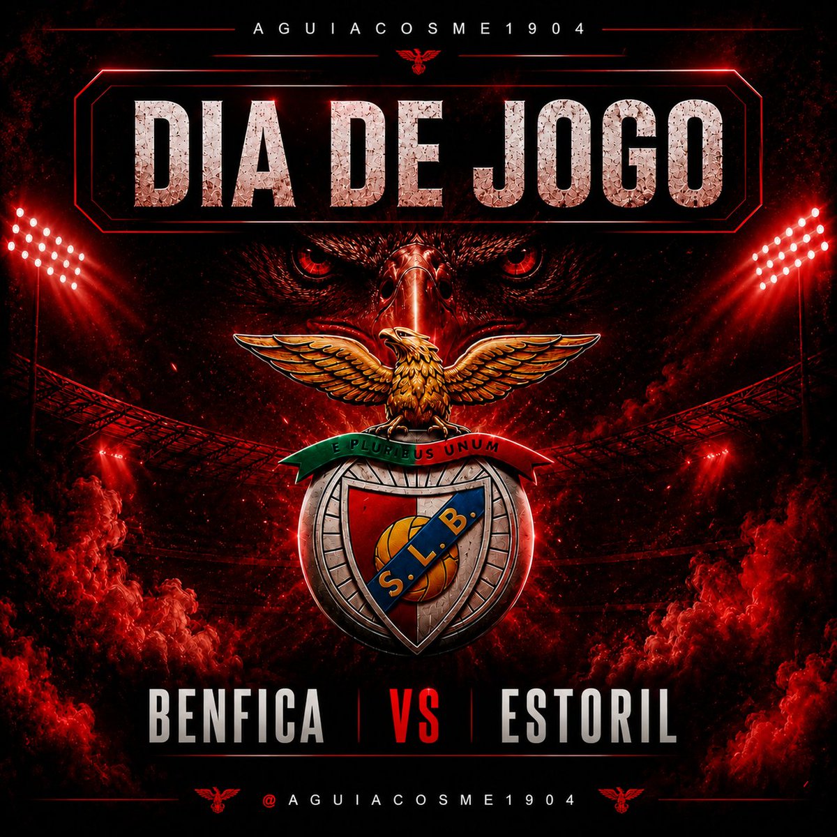 AguiaCosme1904's tweet photo. 🏆 3.ª jornada da Liga Portugal
🦅 Benfica 🆚 Estoril
🔥 Mais três pontos em jogo!

Terceiro jogo do campeonato. Hoje é para continuar a somar, crescer e mostrar que queremos este título do início ao fim.

Vamos, #Benfica! ❤️🤍

#RumoAo39 🏆🦅 https://t.co/fsXwr7ZuQv