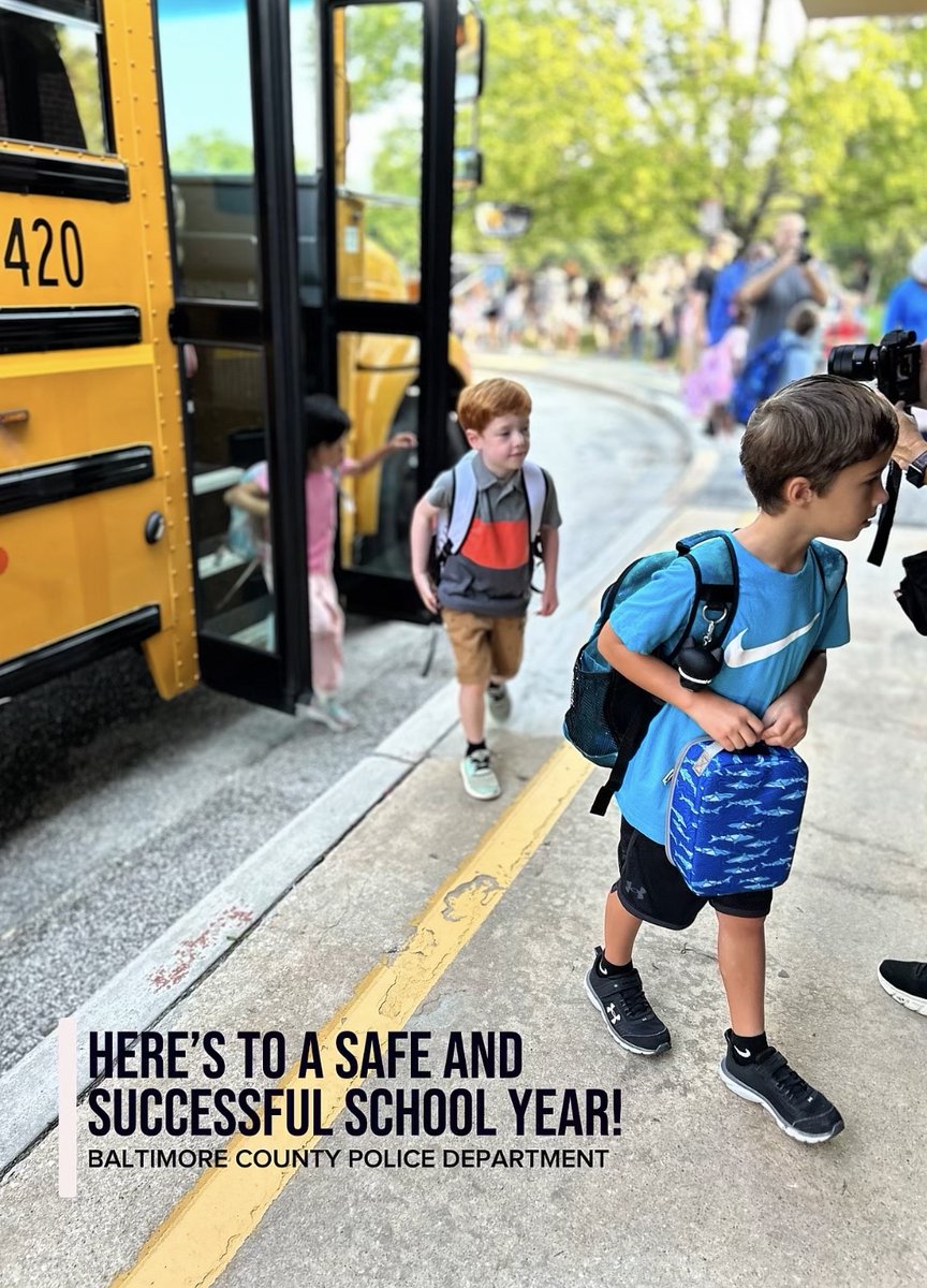 BaltCoPolice's tweet photo. Have a great first day of school, Baltimore County! Here’s to a safe and successful start to a new school year! #baltimorecounty #bcopd https://t.co/WYPTLxPbUK