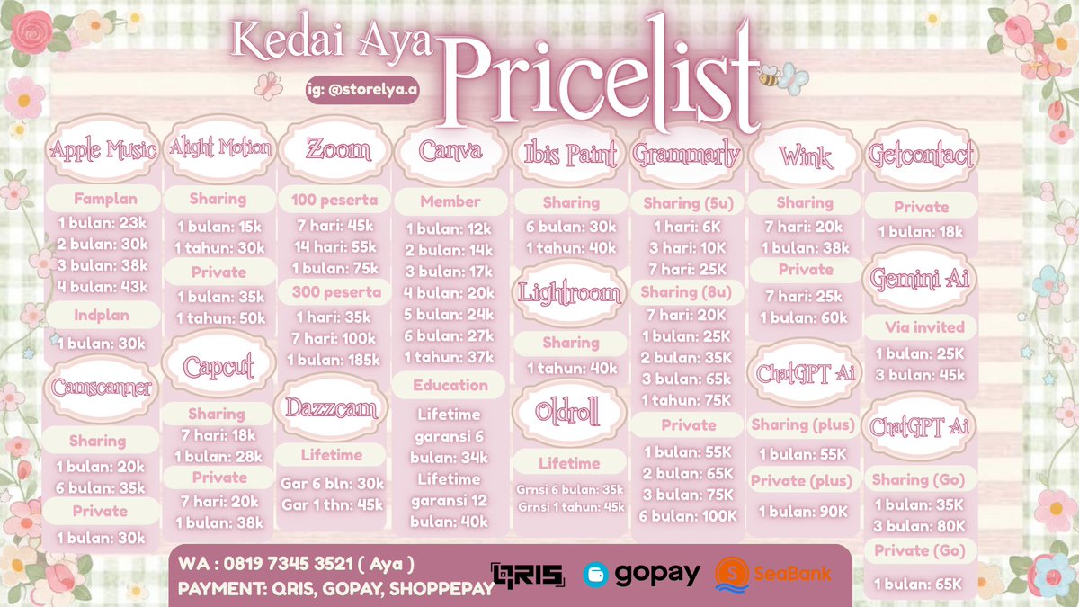 lya4me's tweet photo. aloo gaiss :꣓ ! Aya redii lagi appss peremium nya, look at this my pl yapp akak-akak🫶🏻🥐. All apps bisa tanyakan MinYa💌. Bergaransi sesuai ketentuan store yea‼️(๑ᵔ⤙ᵔ๑)

ּ ֶָ֢.┆ order : https://t.co/fLQzjTxdSX
ּ ֶָ֢.┆ testimoni 1000+ : https://t.co/BEaseOajyC https://t.co/JTZfKZEGtN