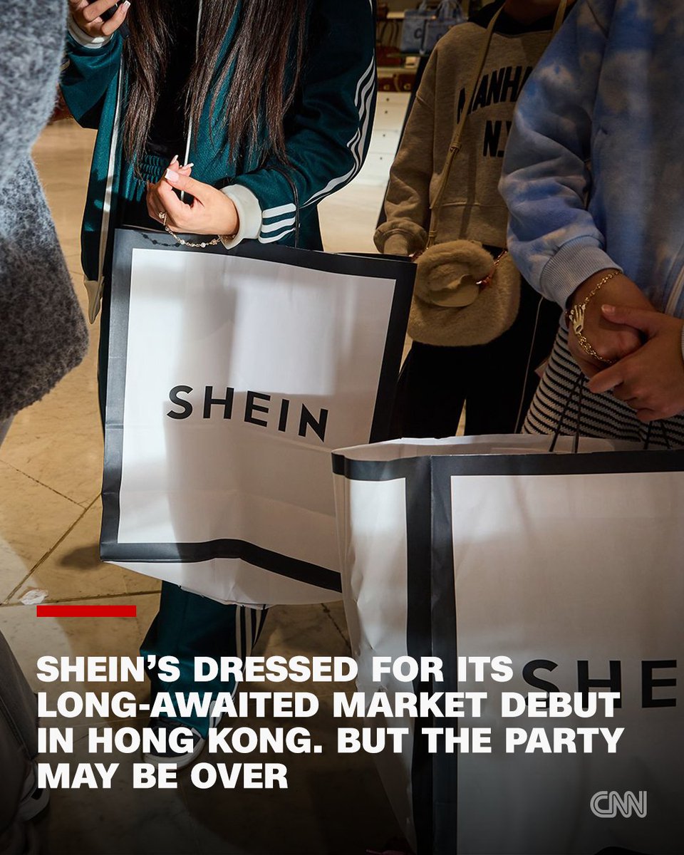 cnni's tweet photo. After years of delay amid failed attempts to go public in New York and London, the Chinese-founded ultrafast fashion company Shein is staring down a starkly different reality marked by increasing struggles as it is set to list in Hong Kong. In an initial public offering last week, the company's valuation was down more than 70% from its peak of $98.2 billion in 2022. https://t.co/KVYSwHvscf