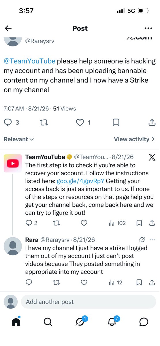 Raraysrv's tweet photo. @TeamYouTube what is happening with your system, I let you know that I was hacked I followed your instructions the content was taken down that I myself did not post, why am I being banned when Iet you know what the circumstances were, I did everything you told me to do. https://t.co/Gn5cTOhPf0