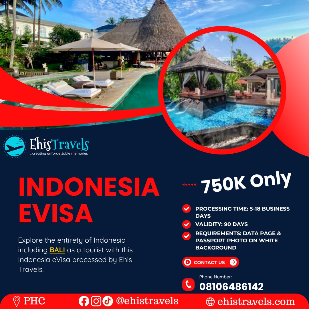 ChanonMooma's tweet photo. Indonesia eVisa now available for ₦750, 000, down from ₦850, 000. Let Ehis Travels handle the process while you plan your Bali escape. Send us a message to get started. https://t.co/jxmEvIjs2S