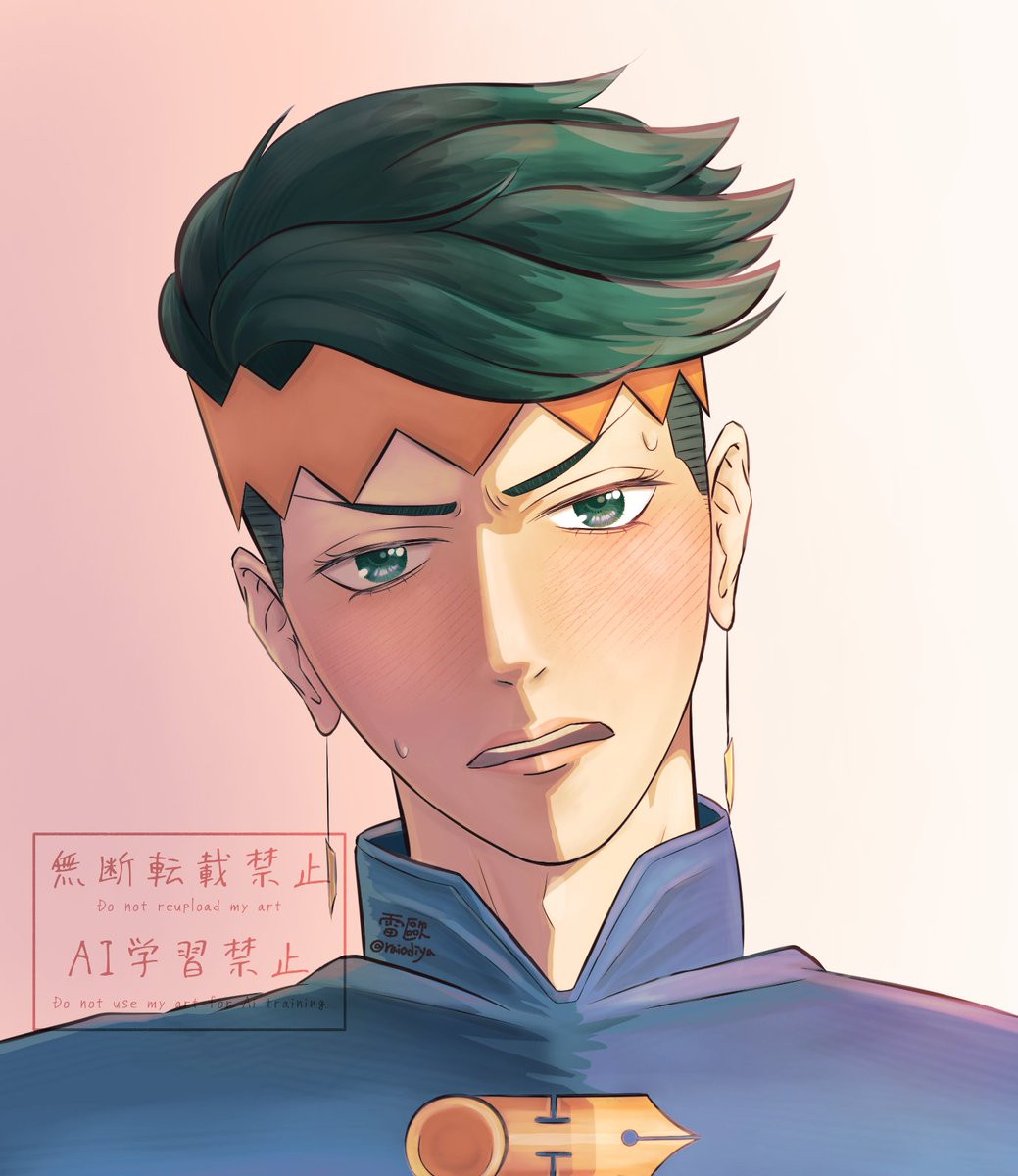 raiodiya's tweet photo. 仗助に告白された露伴の「何言ってんだ！？」の表情練習
#仗露 https://t.co/skFBPCUKXR