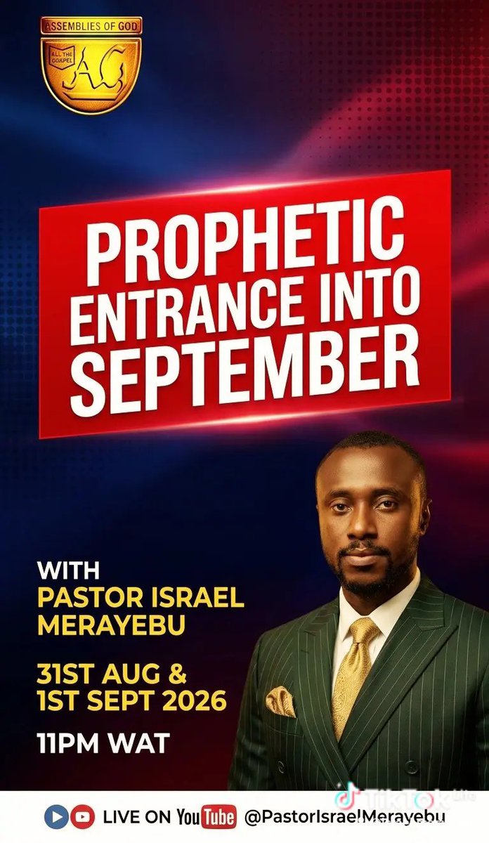 IsraelMerayebu2's tweet photo. The entrance of Your words gives light…  Psalm 119:130 Join us for Prophetic Entrance into September With Pastor Israel Merayebu 31st Aug &amp; 1st Sept 2026 Come and receive light for the new month!

#PastorIsraelMerayebu
#PropheticService
#NewMonthBlessings
#SeptemberProphecy https://t.co/KdshMSioQZ