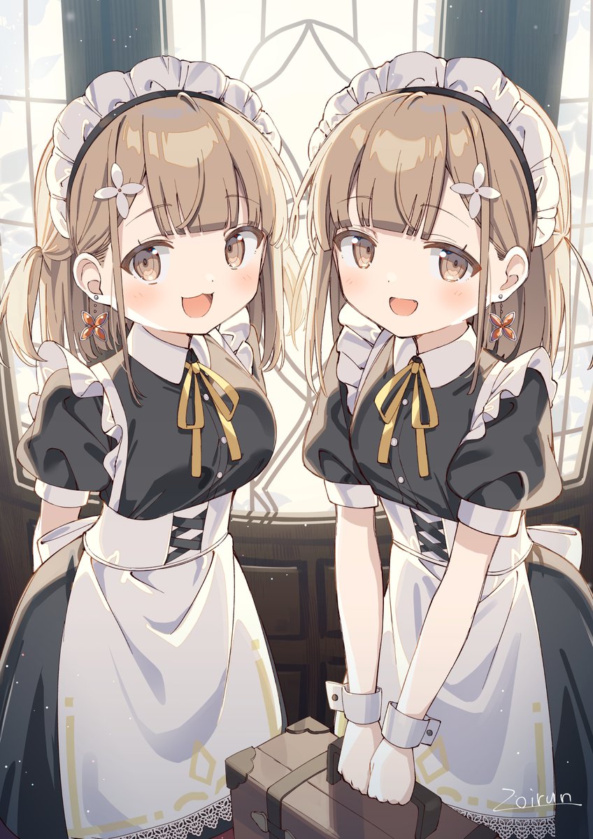 Zoirun's tweet photo. 双子のメイドさんが家に来た。 https://t.co/IVcYMLTBRk