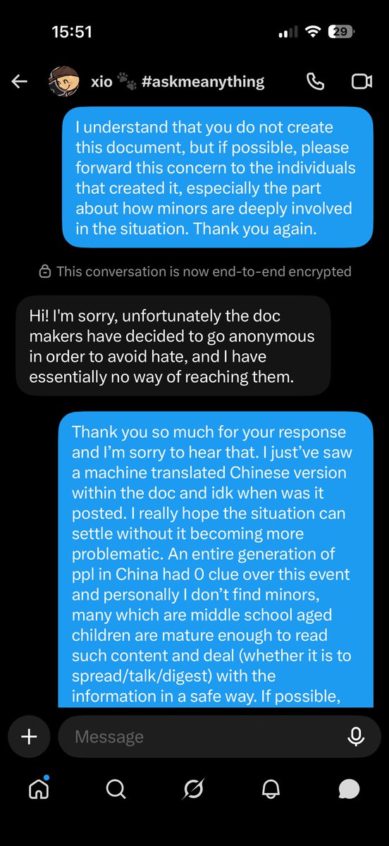 Noc93949994's tweet photo. @xioslop I’m sorry for the non-consent. I’m sending this to remind CN viewers to not repost details of the historical event back on CN platforms. Please read my message and I really hope creators of the doc can see it too. It is hurting real people and we don’t want it to escalate further https://t.co/pZU02hNvod