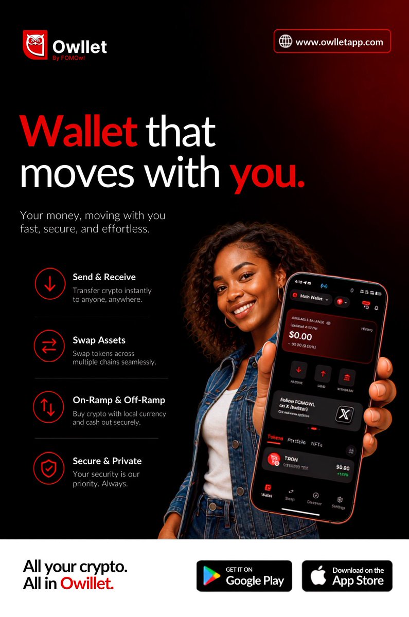 fomowlhq's tweet photo. A wallet should move at the speed of your life. 
Send, Receive, Swap.
No unnecessary friction, No complicated experience, Just your crypto, wherever you go.

You Move with the market, Move with your money, Move with Owllet, 
One wallet, Your crypto, Your control.
Owllet the wallet that moves with you. 

Download Owllet wallet today.
https://t.co/z1VPghxDB3