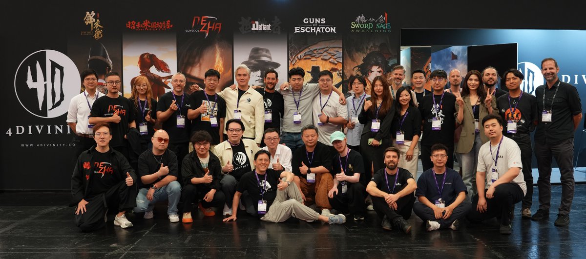 4DivinityGames's tweet photo. Gamescom 2026 is a wrap! 

We would like to express our greatest appreciation to all our staff and partners for making this year our biggest showing ever!

WISHLIST OUR GAMES HERE!
Showa American Story
https://t.co/4Yaz9fBCmk
The Defiant
https://t.co/kvkOXUEyQA
Genigods: Nezha
https://t.co/2D3As7uFMt
Guns of Eschaton
https://t.co/ybVzA8NWJB