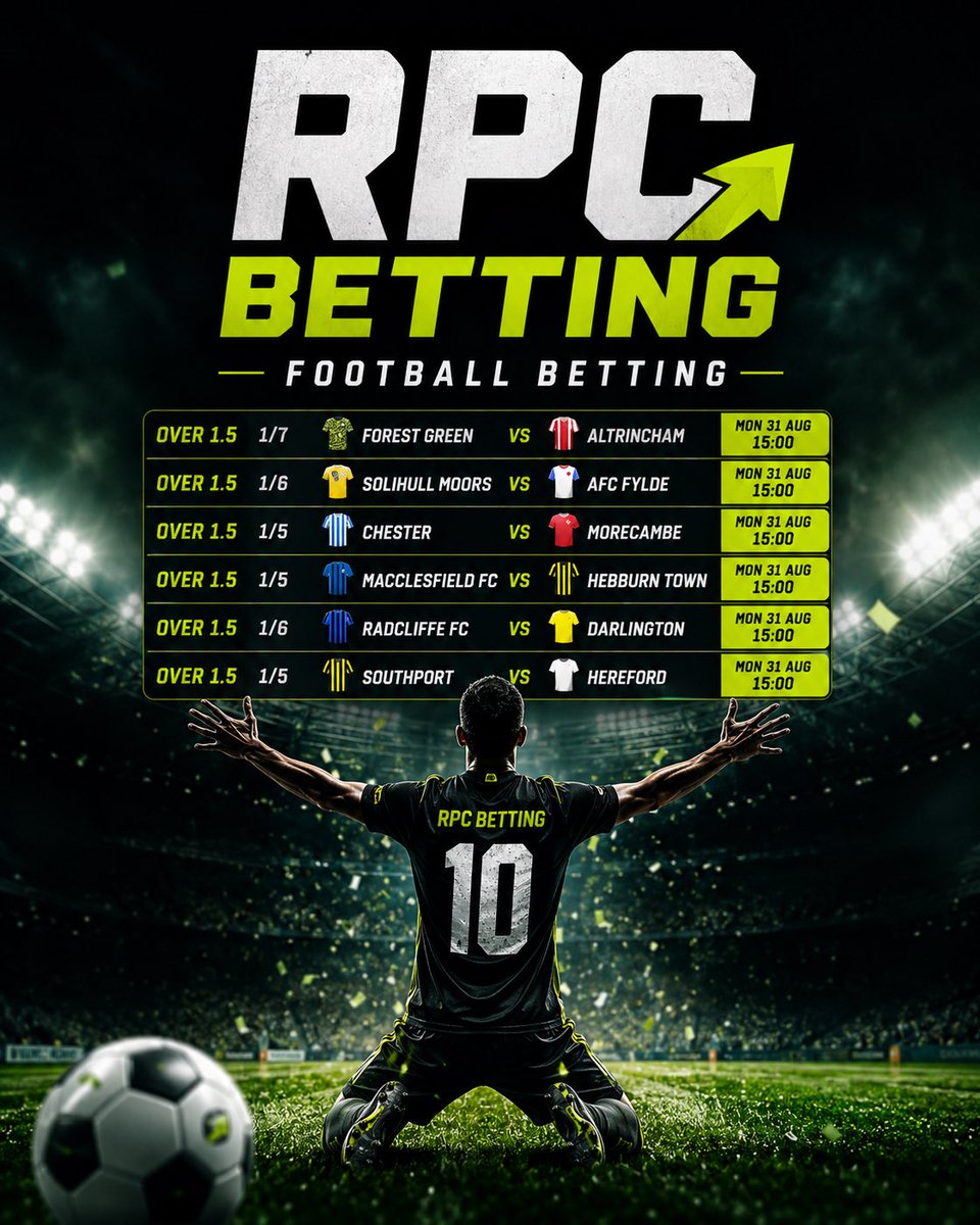 RPC__Betting's tweet photo. Over 1.5 Match Goal Acca ⚽️⚽️

National League #Football #Bets https://t.co/8rbVRyorOt