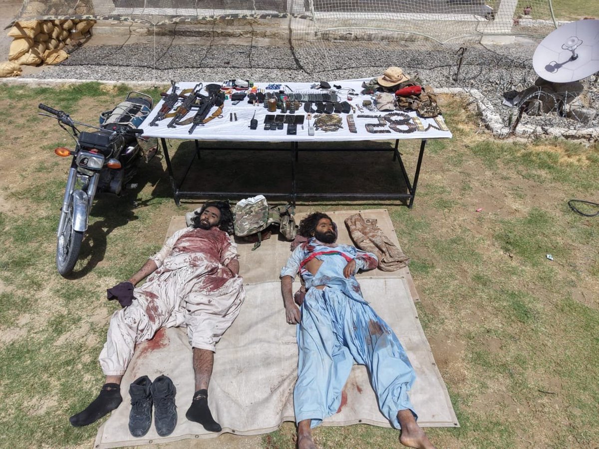 StateDossier's tweet photo. Washuk, Balochistan: Security forces, acting on intelligence during Operation Radd-ul-Fitna, killed two terrorists affiliated with Fitna al-Hindustan and linked to previous attacks in Machkel. Their vehicle was destroyed and weapons recovered. https://t.co/ZBkyWTXa1E
