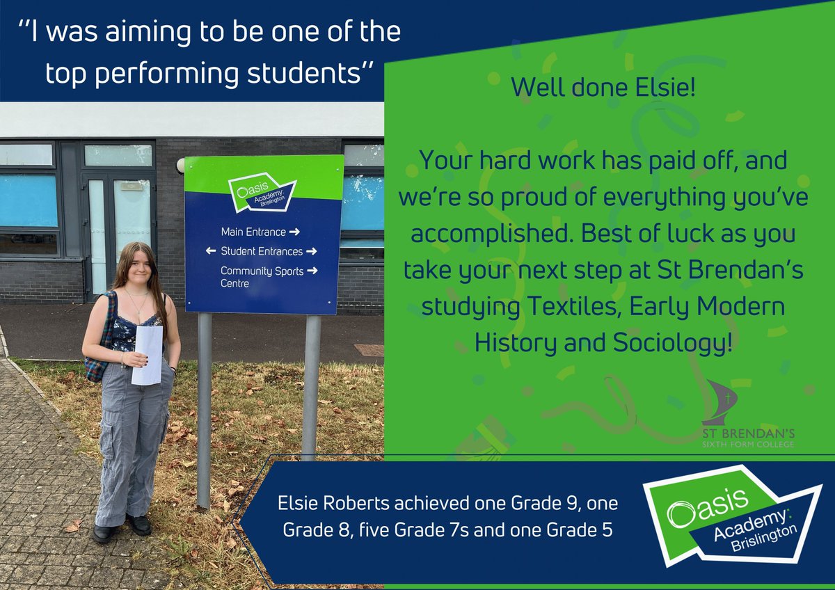 OABrislington's tweet photo. As we prepare to welcome students back for the new academic year, we're reflecting on some of the incredible GCSE successes achieved by our Class of 2026. 🌟

We're so proud of everything they accomplished!

#GCSEResults2026 #OasisBrislington https://t.co/0a5ZM1cCmQ