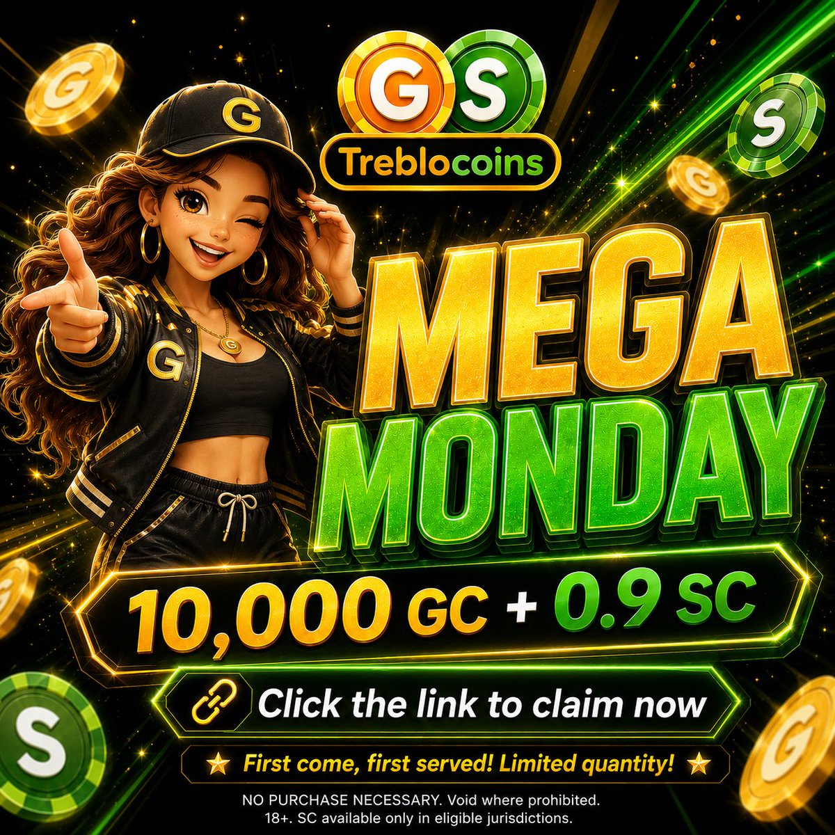 Treblocoins_'s tweet photo. 🏆 TREASURE TUESDAY IS LIVE!
Claim 10,000 GC + 0.9 SC while supplies last.
👉 Click the link to claim:
https://t.co/YHl9x8rNZy
✨ Limited quantity — first come, first served! https://t.co/a4Lh3tbEWz