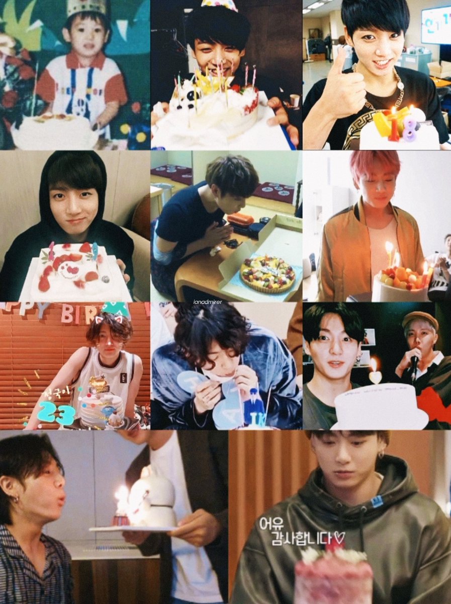ianadmirer's tweet photo. jungkook's birthday cakes over the years 🎂 https://t.co/eQoSUgY39h