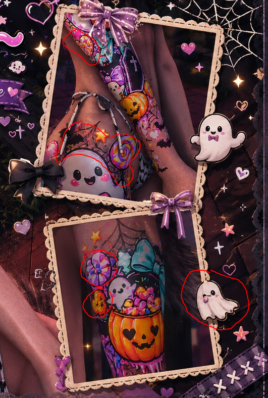 evvrybagel's tweet photo. @RubyBlaireFFXIV hey quick question, why do you have these perms/claim these as your own when you generate ALL of your tattoo mods (and your plugins while we're here) with generative AI and don't even try to hide it given all these? thanks in advance! https://t.co/ICL3InRkV1