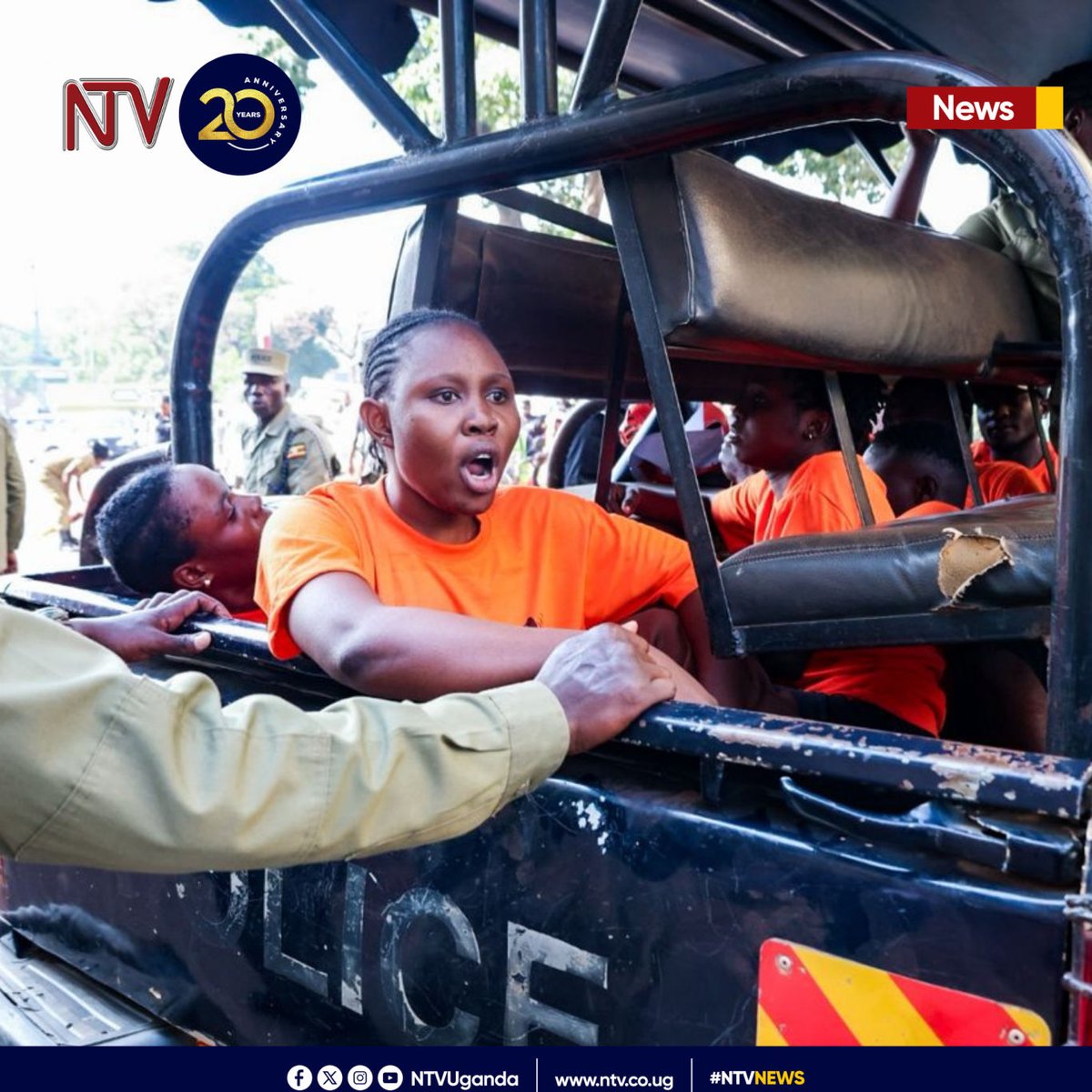 ntvuganda's tweet photo. PICTORIAL : Parliamentary police have arrested youth activists from Rooted in Resistance as they marched to Parliament to petition against the expansion of fossil fuel infrastructure in Uganda.

The activists are calling for an oil-free economy, urging government to redirect investments towards agriculture, tourism, renewable energy and manufacturing, while reviewing existing petroleum policies over concerns about environmental degradation and limited benefits to ordinary Ugandans.
#NTVNews