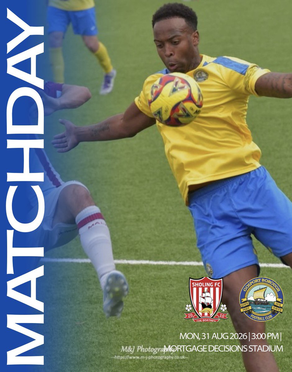 GosportBFC's tweet photo. 🚨 𝙄𝙏’𝙎 𝙈𝘼𝙏𝘾𝙃𝘿𝘼𝙔!!! 🚨 

🆚: Sholing FC
🏆: Southern Premier League South  
🏟: Mortgage Decisions Stadium
⏰: 15:00

More information can be found here 👇
🔗: https://t.co/vZ9LTQGXOz

#UpTheBoro #UTB https://t.co/BqncCp6BpW
