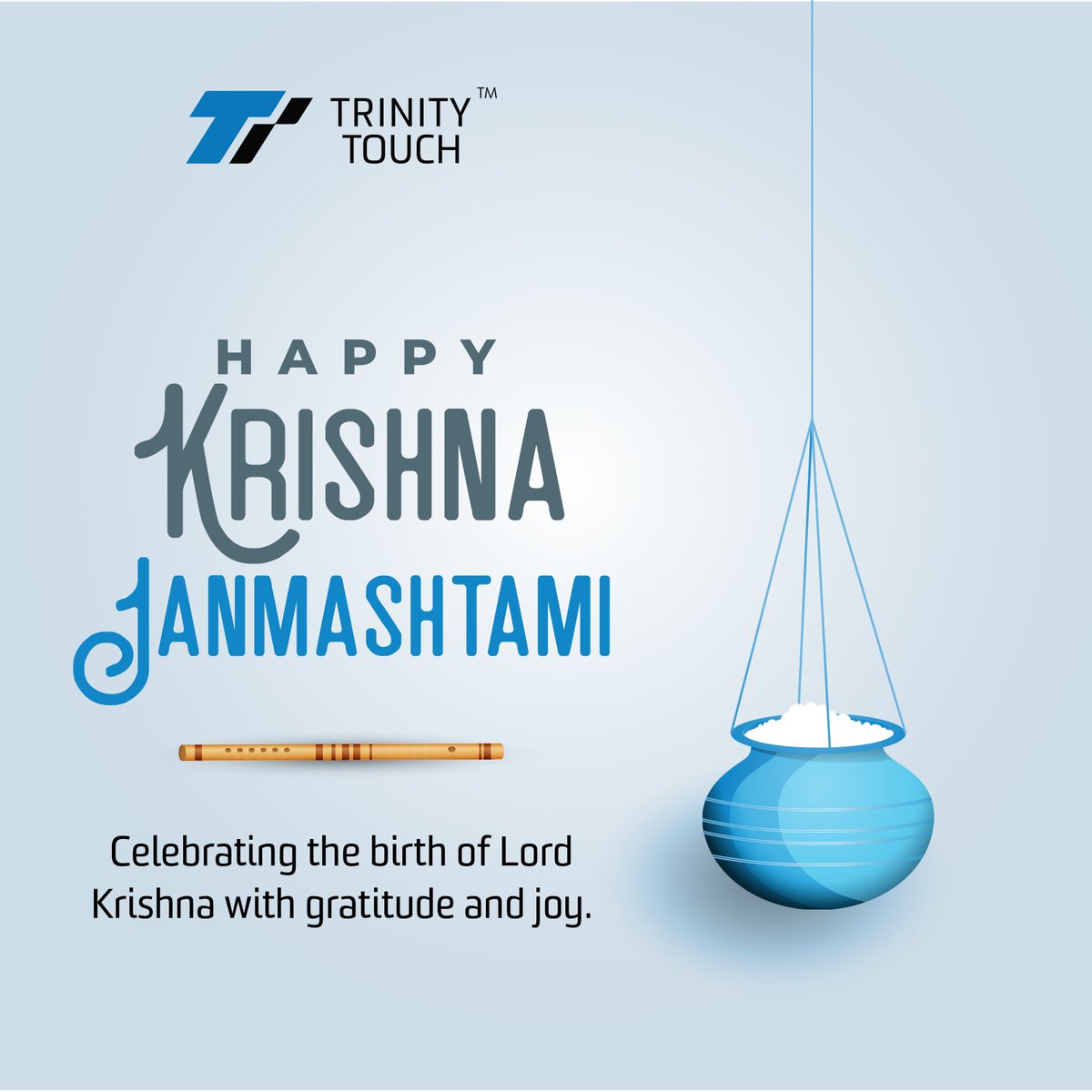 TrinityTouch's tweet photo. 🦚✨ Celebrate the divine spirit of Janmashtami with #TrinityTouch! 🪈💙

🦚🪈 May #LordKrishna fill your life with joy, peace, prosperity &amp; positivity this Janmashtami! 💙✨

🙏 Trinity Touch wishes you and your loved ones a joyful &amp; blessed Krishna #Janmashtami! https://t.co/bZ1y4KAZt8