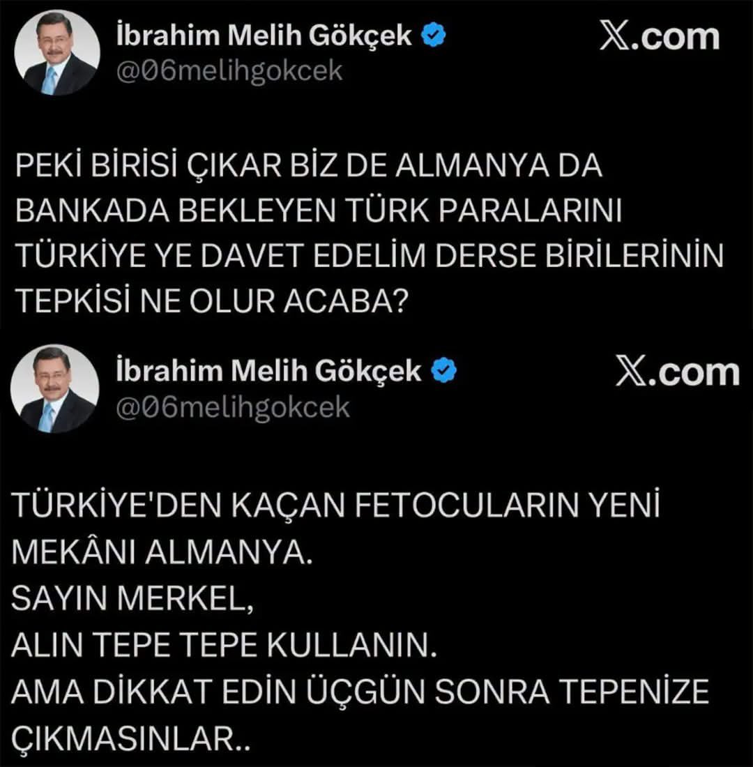 TURK_Hazall's tweet photo. Almanya’ya kaçırdığı iddia edilen paralarla gündeme gelen Melih Gökçek’in daha önce Almanya ile attığı bazı twitler… https://t.co/V7SUN3lJXi