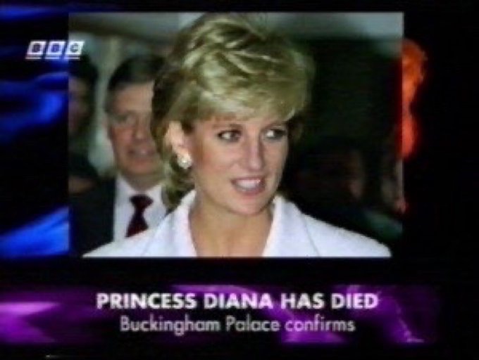 FXMC1957's tweet photo. 31 August 1997. 5:48 AM. BBC TV news announced the death of Princess Diana. The primary cause of her death was a severed main artery sustained in the car crash followed by cardiac arrest in the operating theatre. https://t.co/l6POiqH6Wg