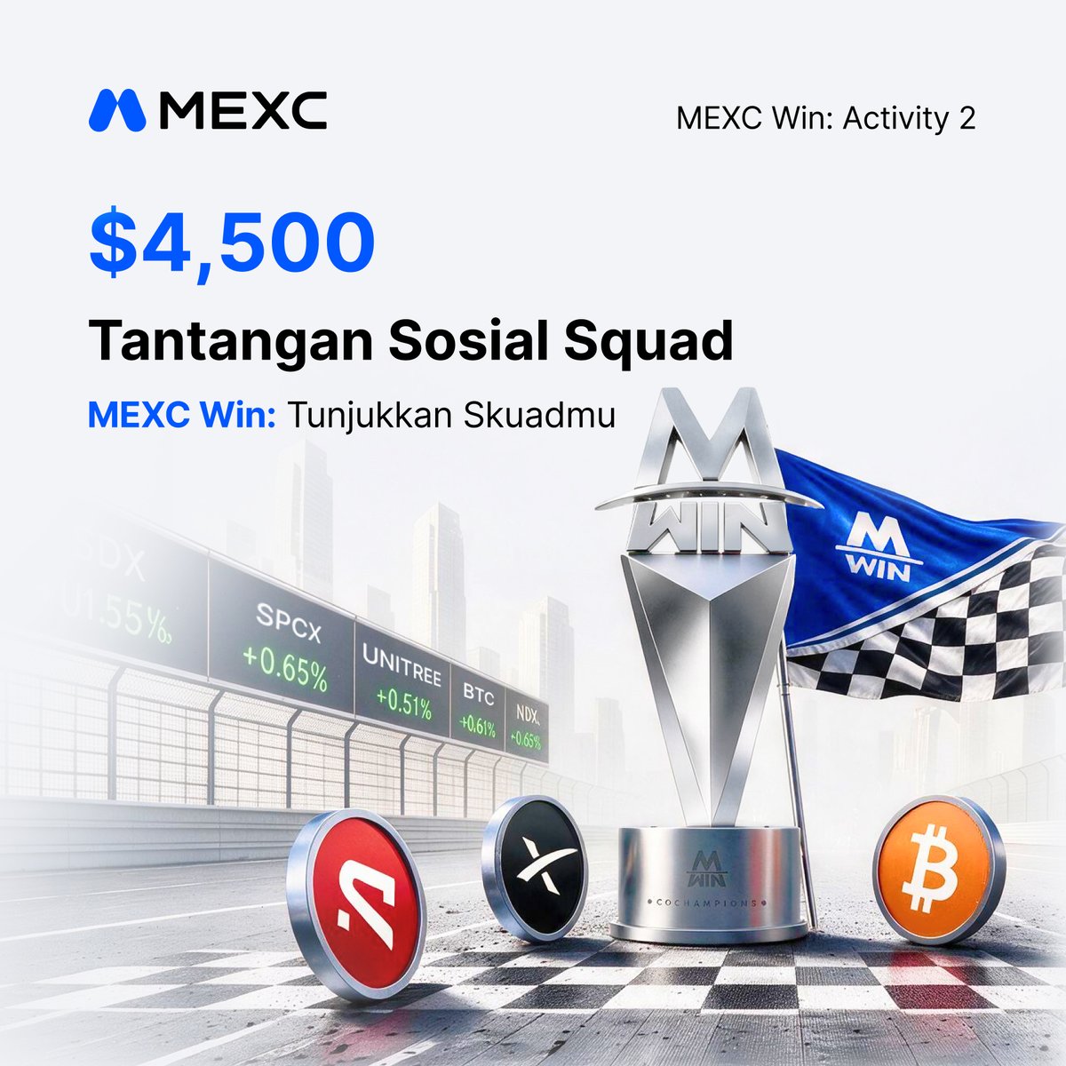 MEXC_ID's tweet photo. 🎁 SHOW YOUR MEXC WIN SQUAD! 🎁

Khusus komunitas MEXC Indonesia, ada total hadiah 200 USDT buat 16 pemenang! 🔥

💰 15 pemenang × 10 USDT
🏆 1 pemenang utama × 50 USDT

Cara ikutan 👇
1️⃣ Follow @MEXC_ID
2️⃣ Like & repost postingan ini
3️⃣ Tag 2 teman kamu
4️⃣ Klik link MEXC Win: https://t.co/5RLKMVqDwB
5️⃣ Selesaikan registrasi MEXC Win
6️⃣ Isi Google Form: https://t.co/0adZTYaRVm

📅 Periode: 31 Agustus – 15 September (UTC+8)

Good luck! 🍀