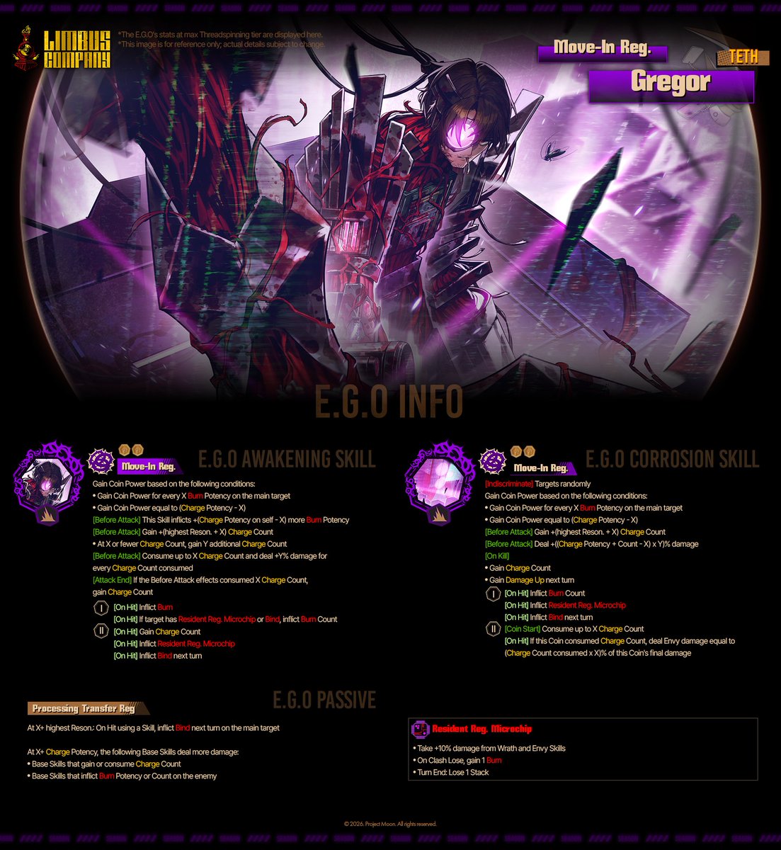 LimbusCompany_B's tweet photo. 2026.09.03 (KST) 신규 E.G.O 정보 안내 / 新規E.G.O情報のご案内 / New E.G.O Preview

[TETH] 입주 신고 그레고르 / 転入届 グレゴール / Move-in Reg. Gregor

https://t.co/2FLWu8rWfz

#LCB #림버스 #LimbusCompany #リンバス https://t.co/kG6vDTye4x