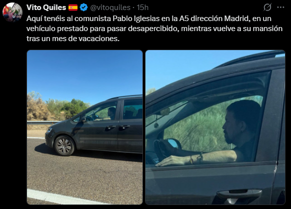 CucaLaGuarra's tweet photo. Para el payaso al sueldo sionazi de @vitoquiles , conducir un coche que no valdrá 3000€ y disfrutar de vacaciones es incompatible con tener un trabajo 

No sé si lo vais pillando, fachapobres https://t.co/neKemsWZ9W