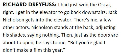 Gibboanxious's tweet photo. That time Jack Nicholson went god mode on Richard Dreyfuss. https://t.co/j6QQwUCABP