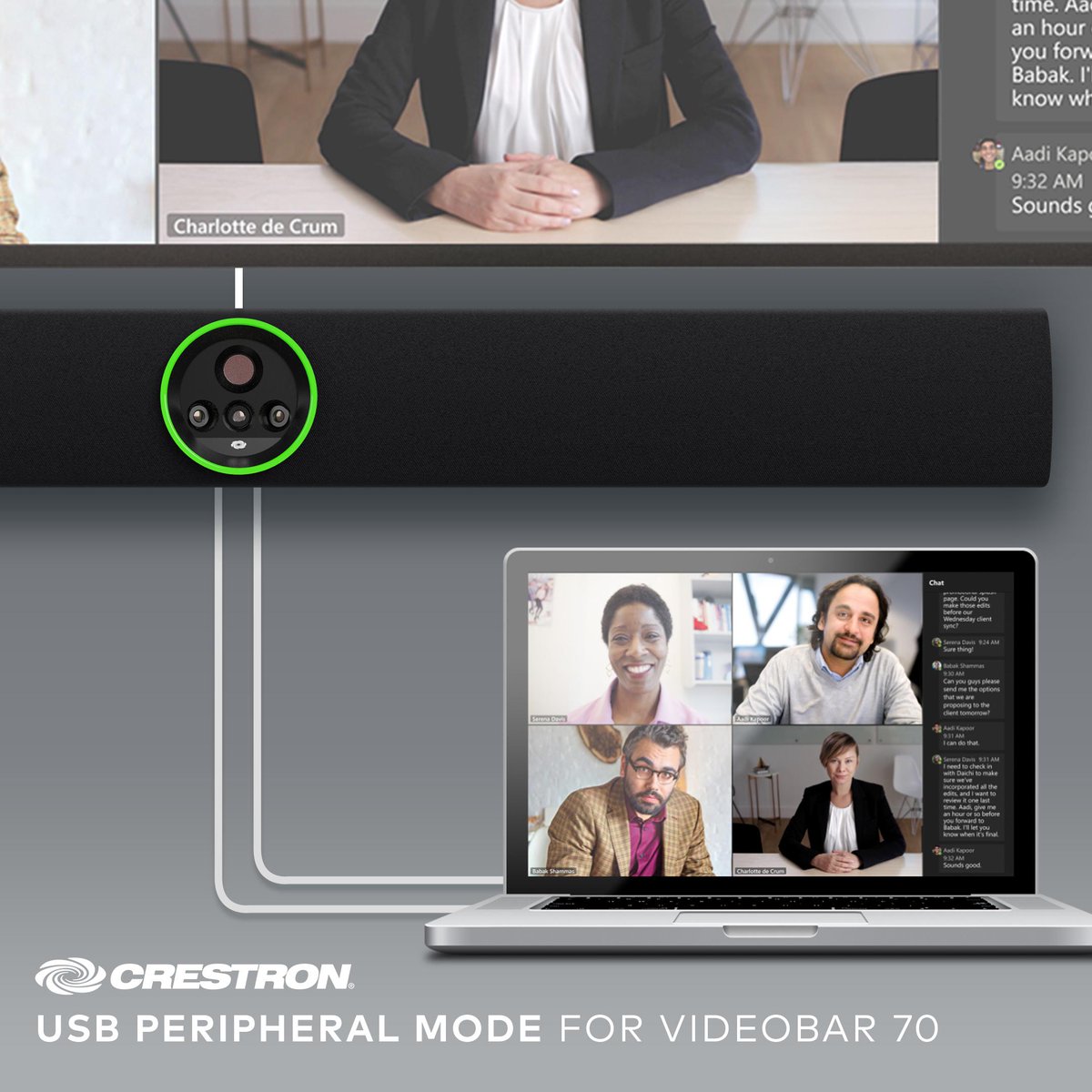 aneeshcrestron's tweet photo. Great new update to the Videobar 70.

The Videobar 70 is now more than an all-in-one solution — it’s also a powerful USB peripheral. With USB Peripheral Mode, teams get true plug-and-play flexibility for BYOD or room PCs. 

Learn more: https://t.co/m3fmZ7qN1t https://t.co/aDcEYBjMc1