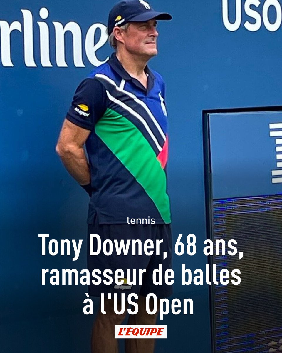 lequipe's tweet photo. On peut être diplômé de Harvard, six fois grand-père et adorer sprinter aux quatre coins d'un court de tennis pour servir les plus grands champions. C'est l'humble passion qui anime l'Américain Tony Downer ➡️ https://t.co/fsear0NQul https://t.co/lWALqBOYJn