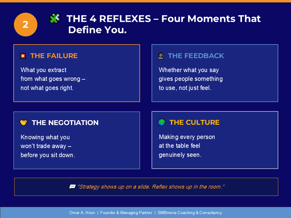 OmarAHosn's tweet photo. Anyone can look like a leader when things go according to plan.

What you do in the Failure, the Feedback, the Negotiation, and the Room full of different people – that is what your team actually remembers. 🎯

Which one do you rely on most?

#Leadership #GCCLeadership @SMBmena https://t.co/Ez6Afyagbp